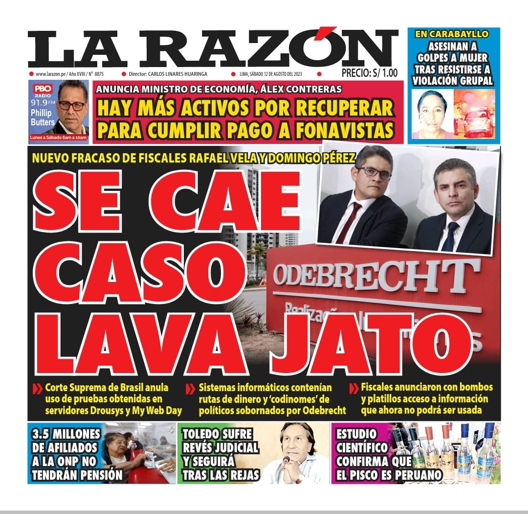 Portada impresa – Diario La Razón (12/08/2023)