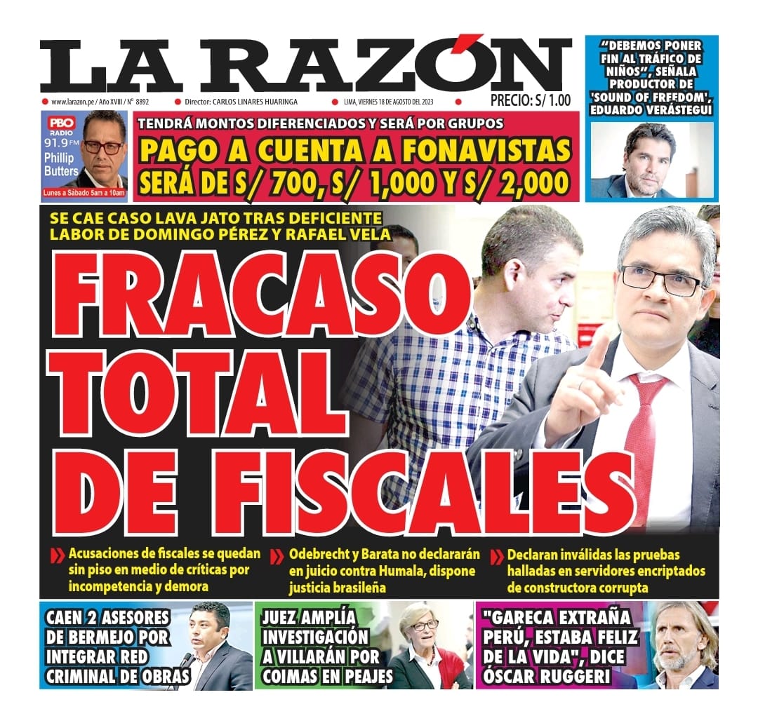 Portada – Diario La Razón (18/08/2023)