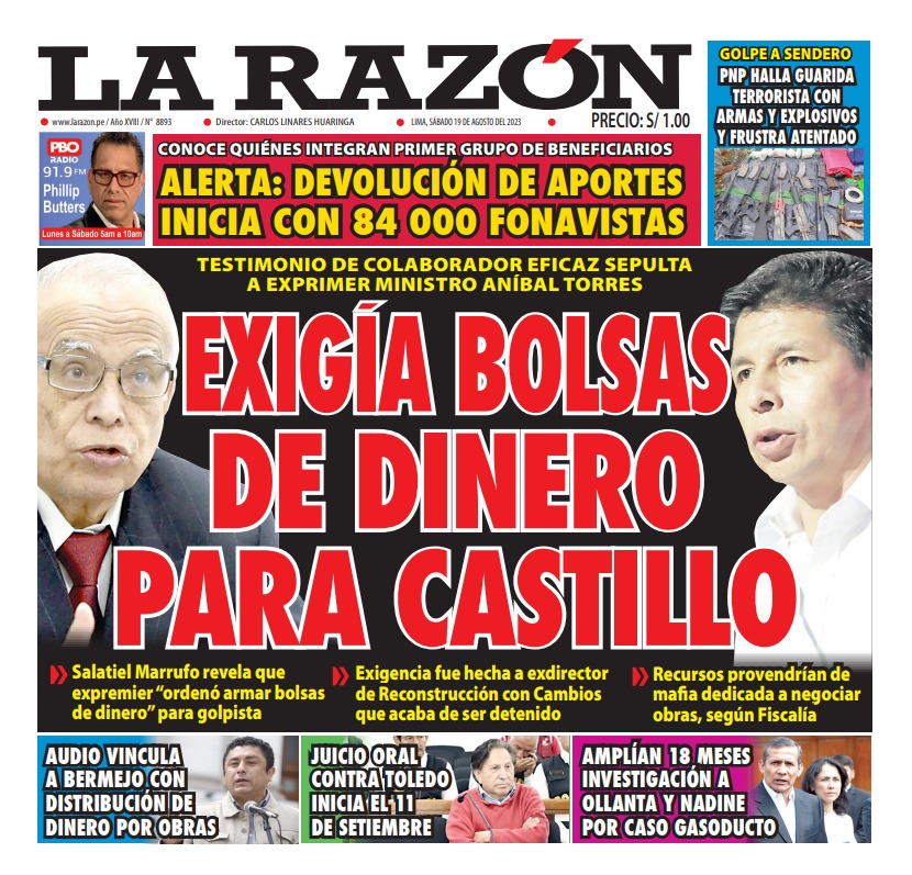 Portada – Diario La Razón (19/08/2023)