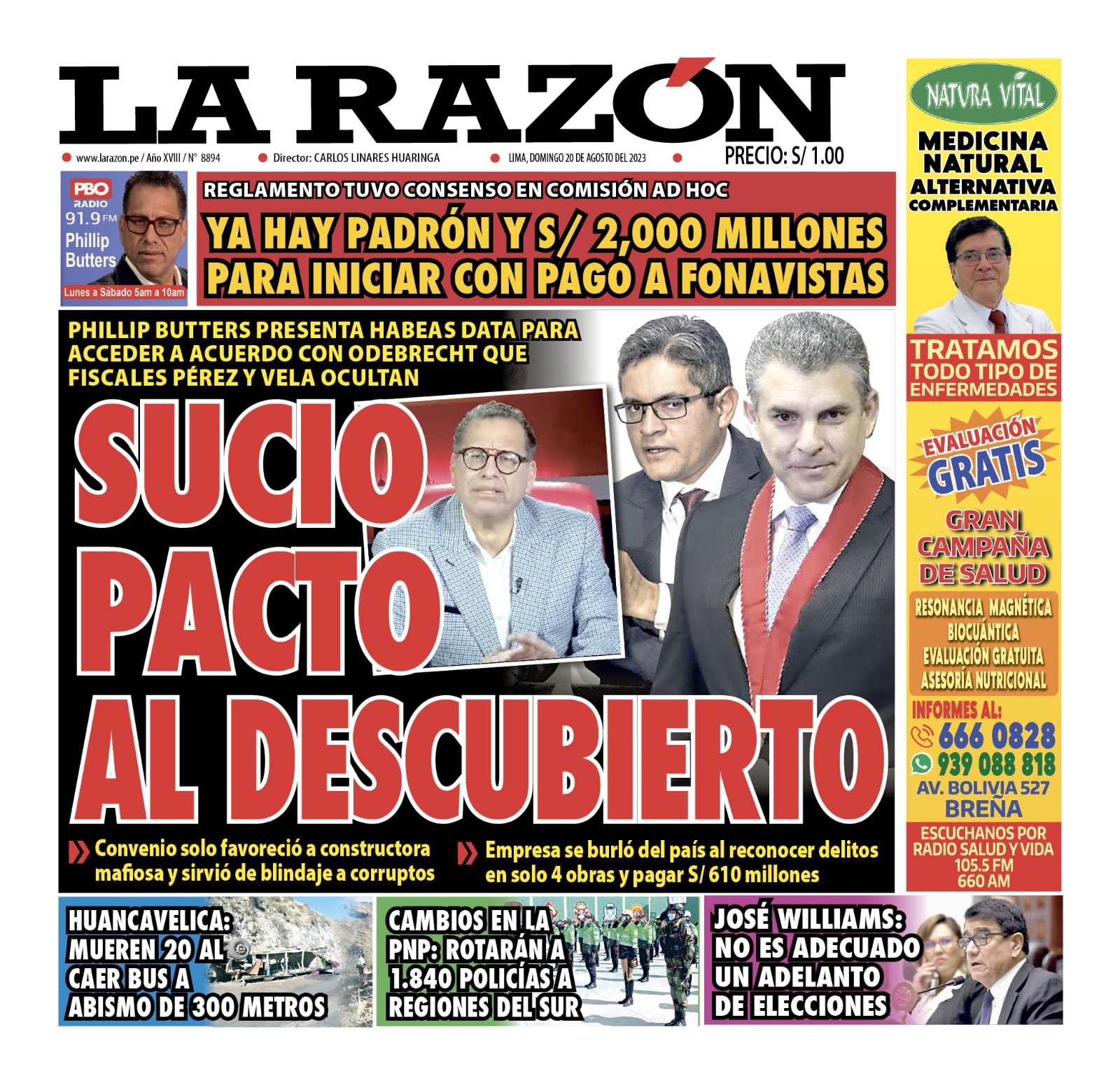 Portada – Diario La Razón (20/08/2023)
