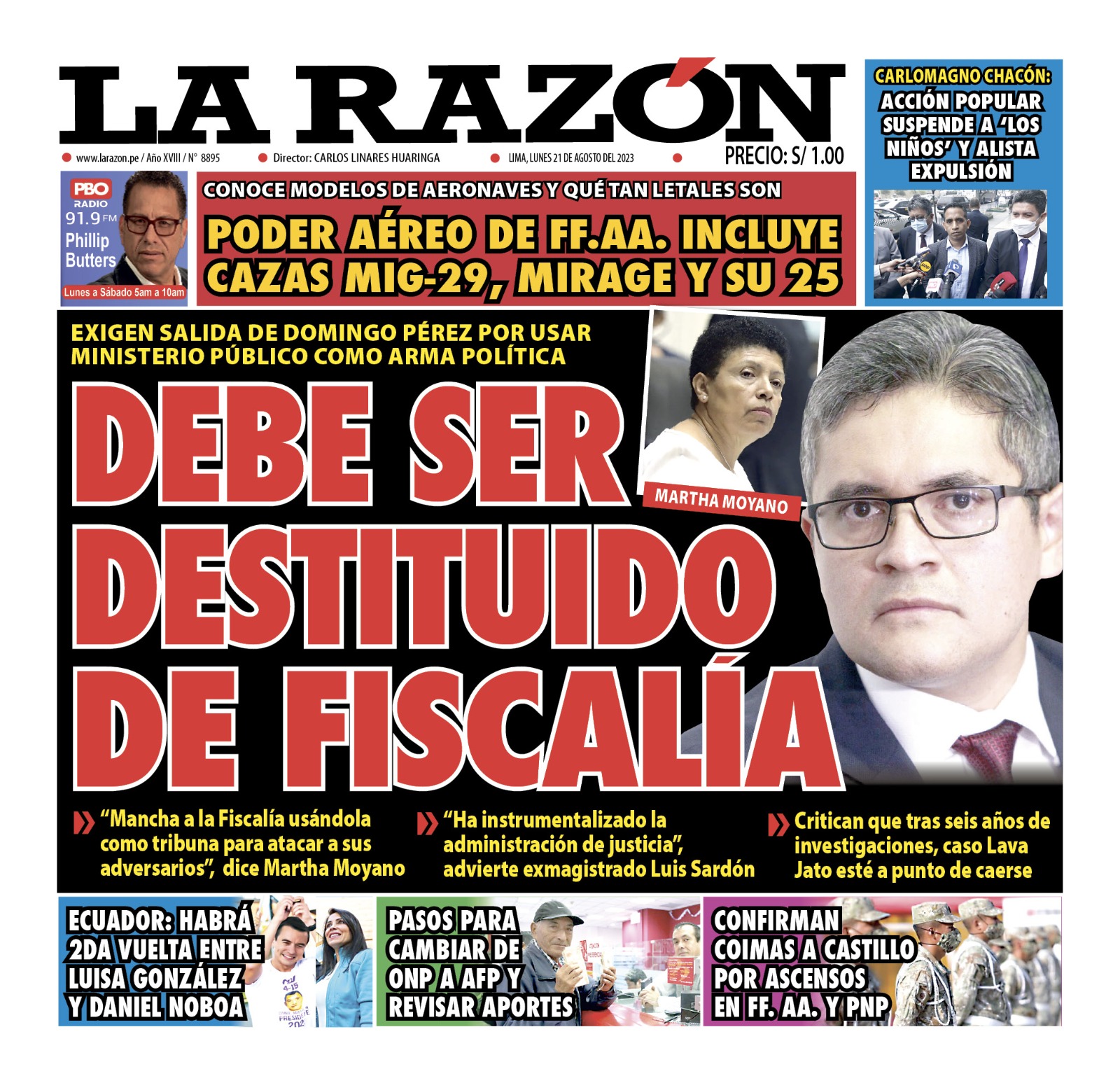 Portada – Diario La Razón (21/08/2023)