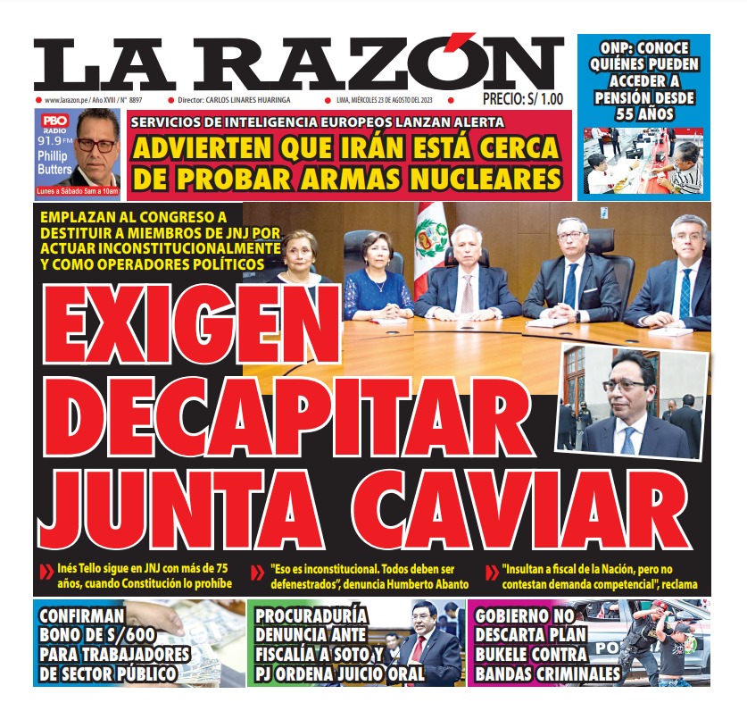 Portada – Diario La Razón (23/08/2023)