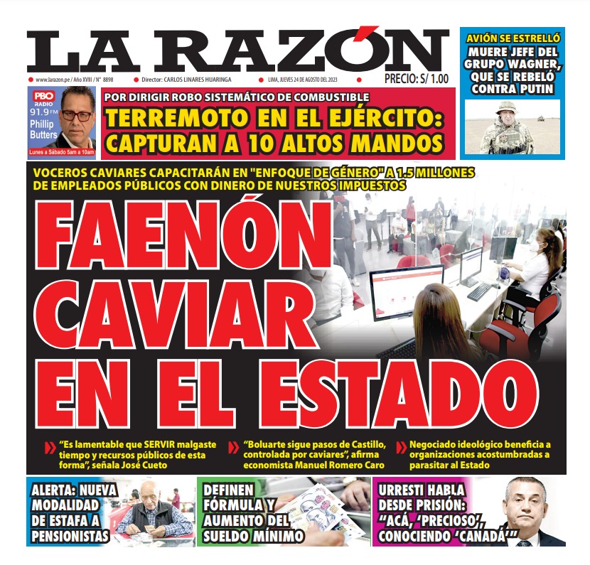 Portada – Diario La Razón (24/08/2023)