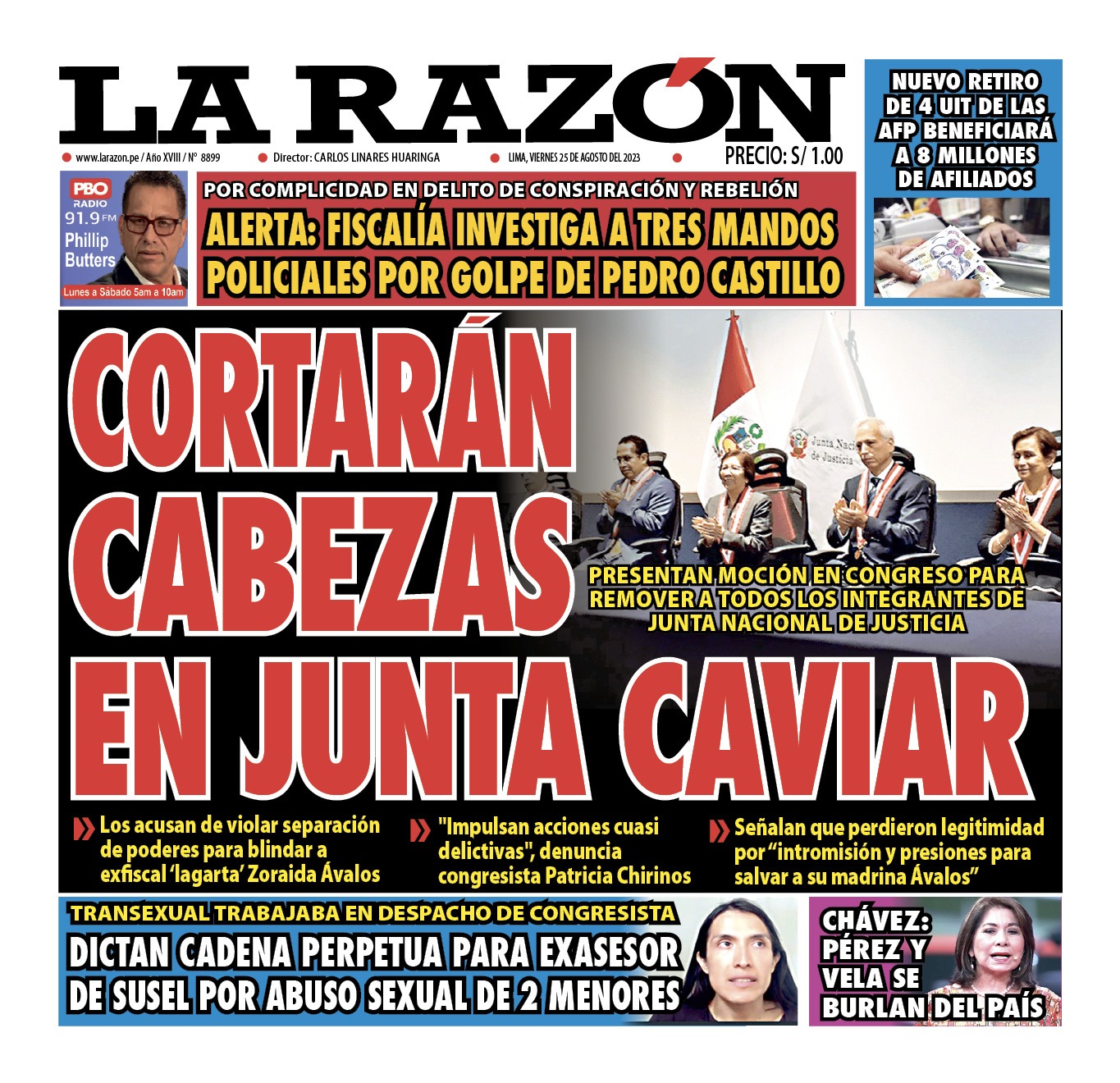 Portada – Diario La Razón (25/08/2023)