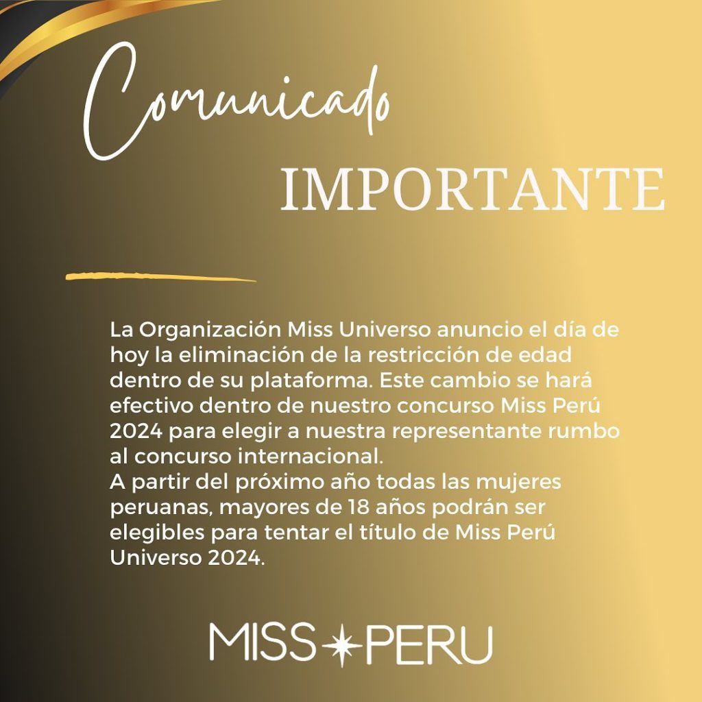 Comunicado oficial de la Organización Miss Peru. (Foto: Miss Peru).