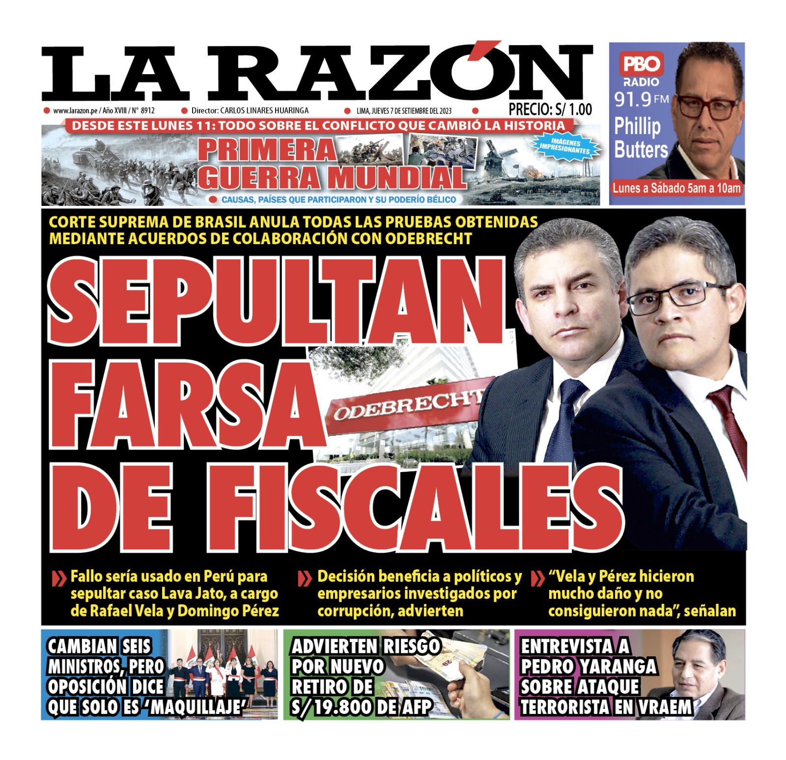 Portada – Diario La Razón (07/09/2023)