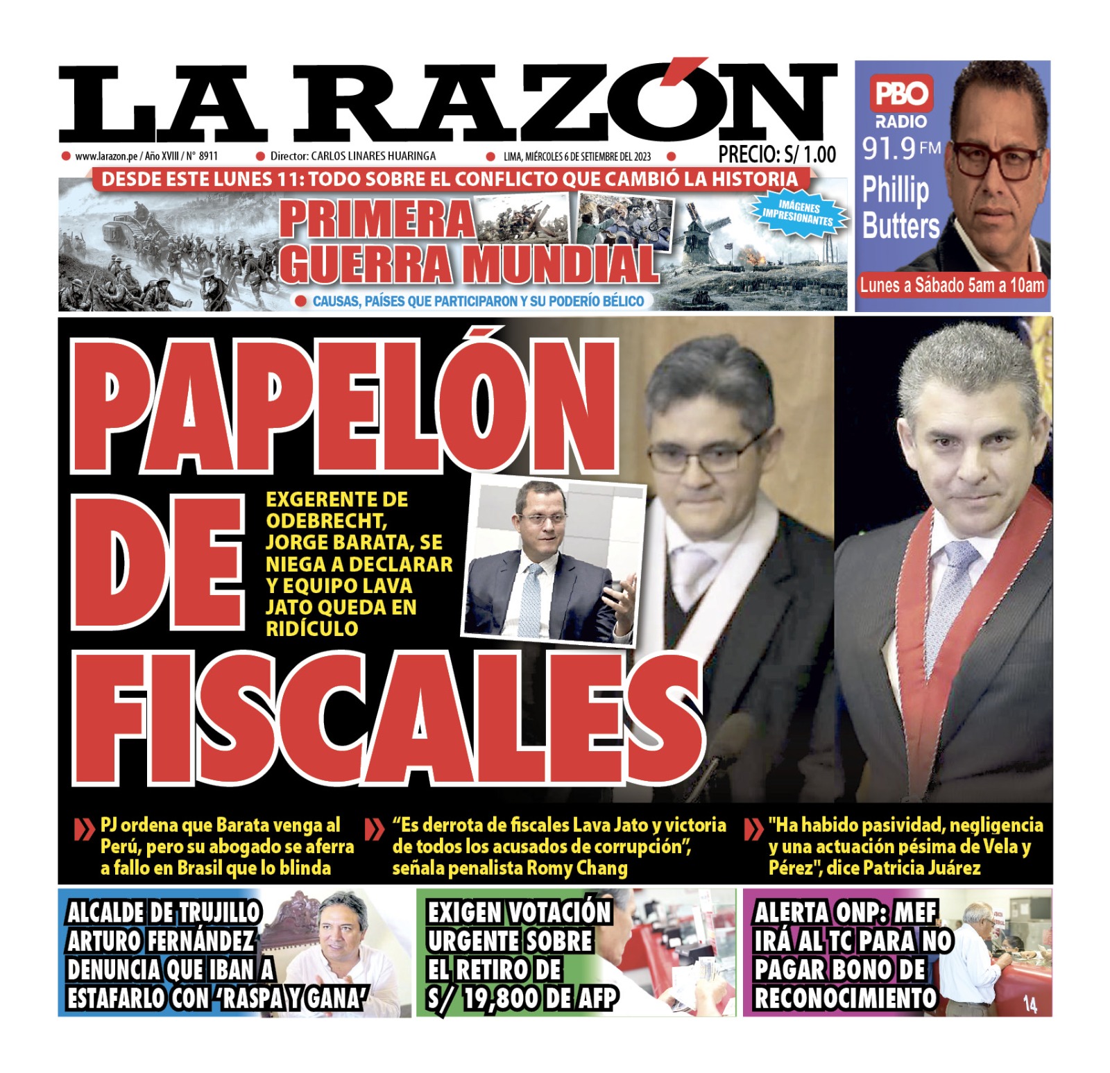 Portada – Diario La Razón (06/09/2023)