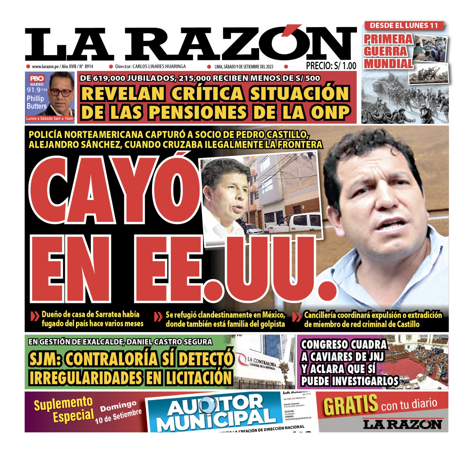Portada – Diario La Razón (09/09/2023)