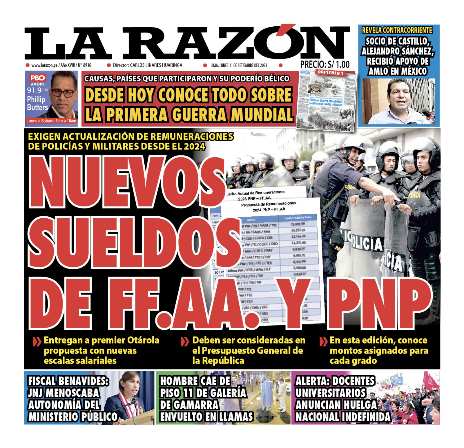 Portada – Diario La Razón (11/09/2023)
