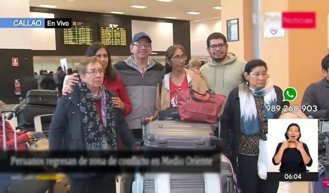 Peruanos regresan desde Israel para reunirse con sus familiares. (Foto: TVPerú Noticias).