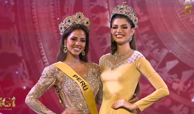 Luciana Fuster recibe la banda Perú en Miss Grand International