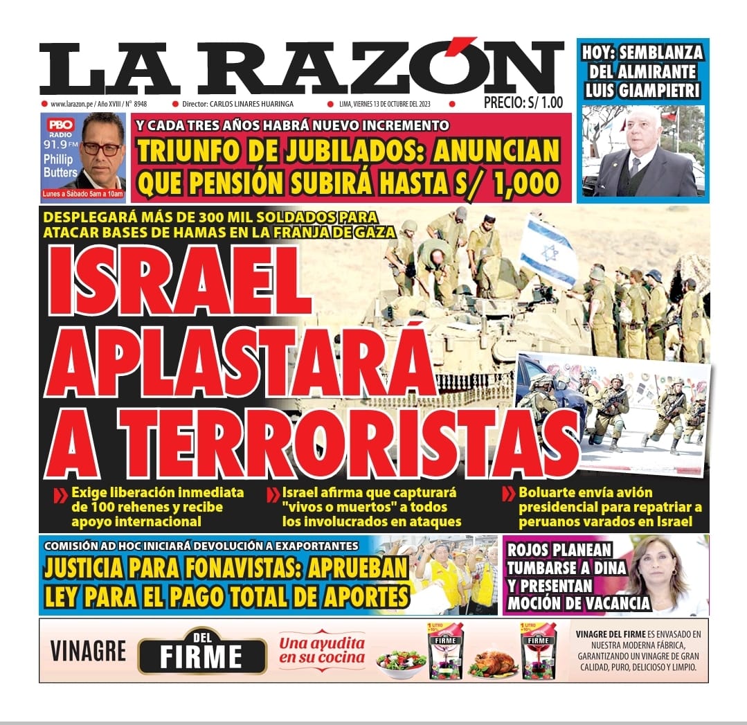 Portada Diario La Razón (13/10/2023)