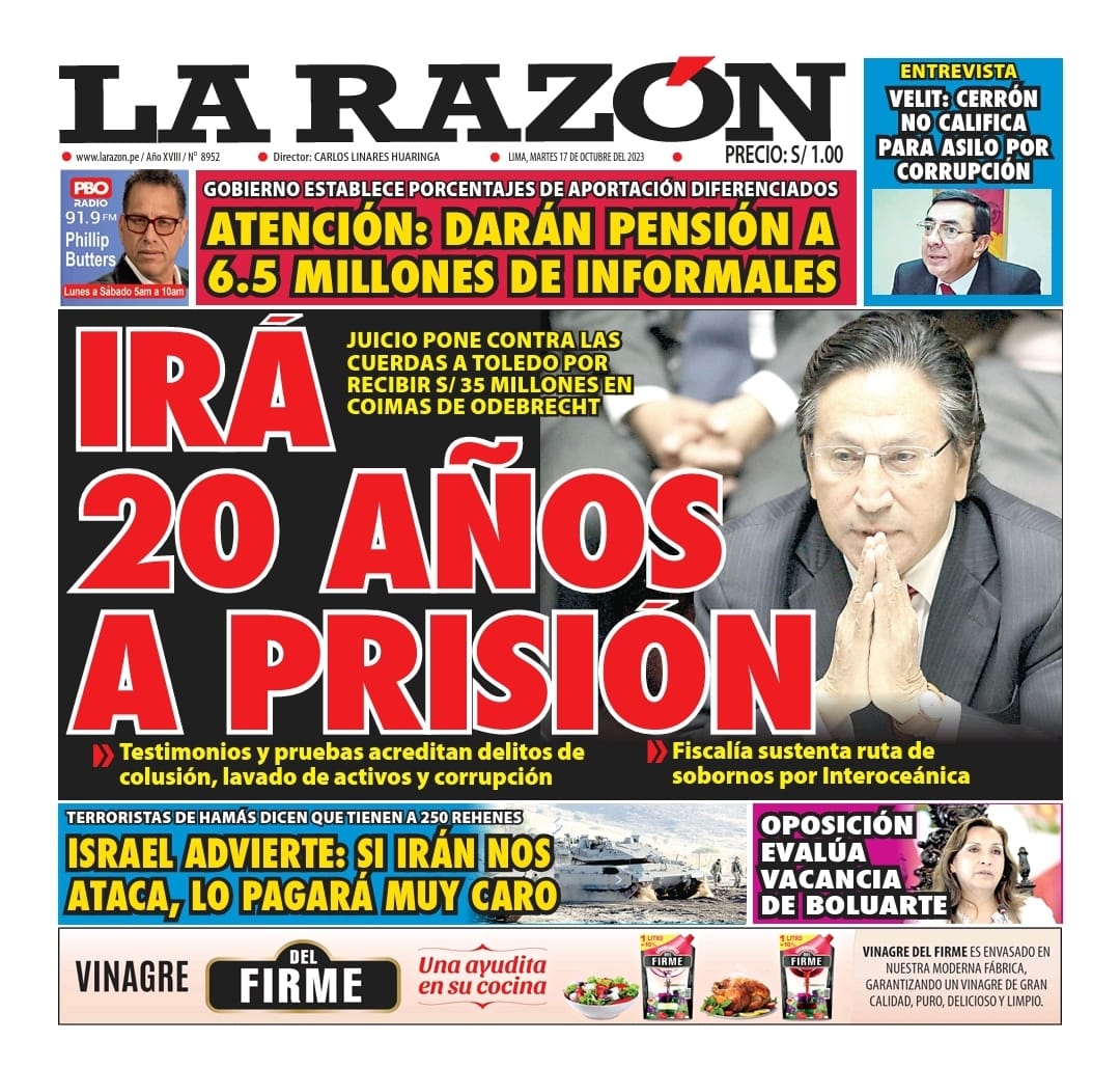Noticias de política del Perú - Página 2 Portada-La-Razon-17-10-2023