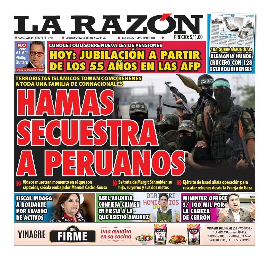 Portada Diario La Razón (14/10/2023)