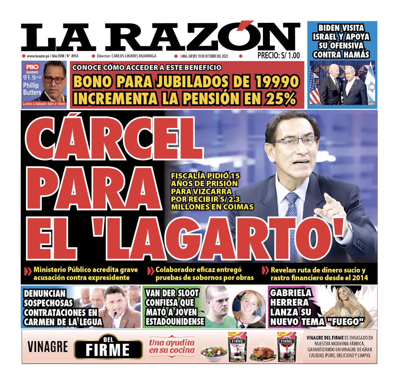 Portada Diario La Razón (19/10/2023)