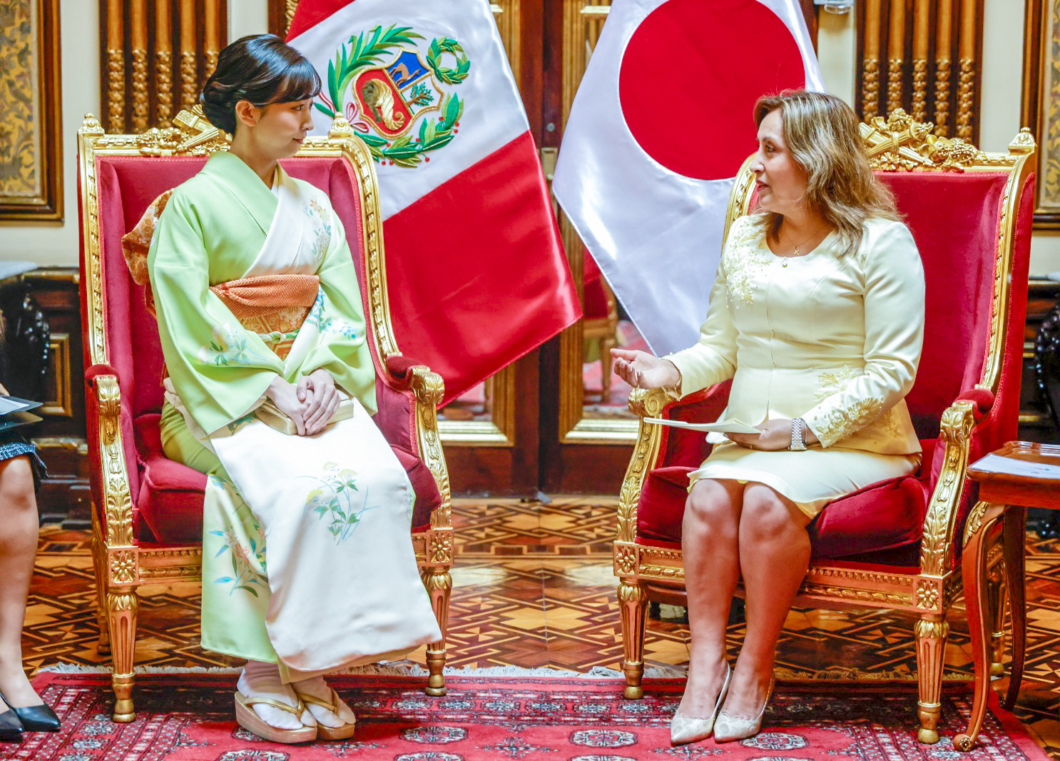 La presidenta Dina Boluarte se reúne con la Princesa Kako de Japón. (Foto: Presidencia).