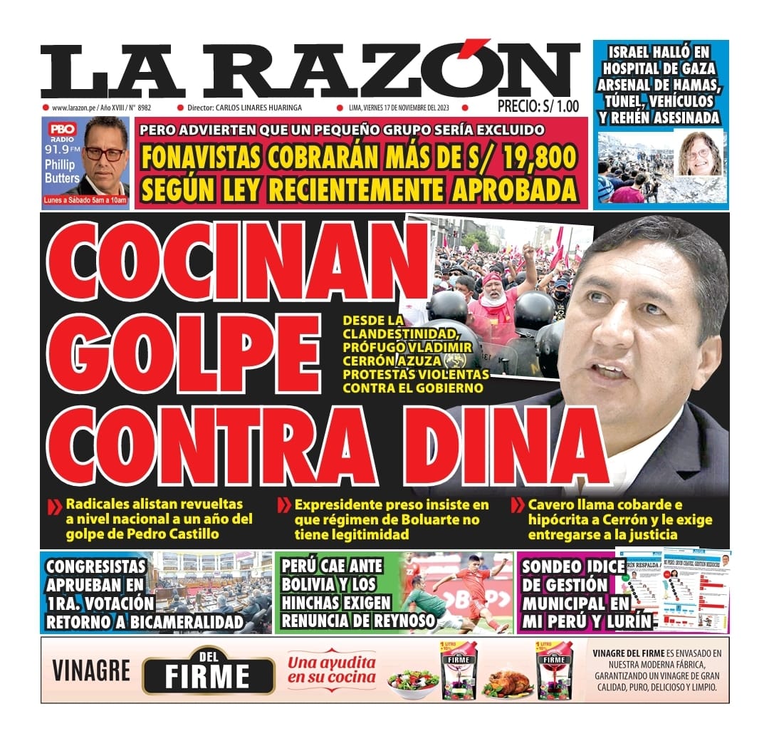 Portada La Razon (17/11/2023)