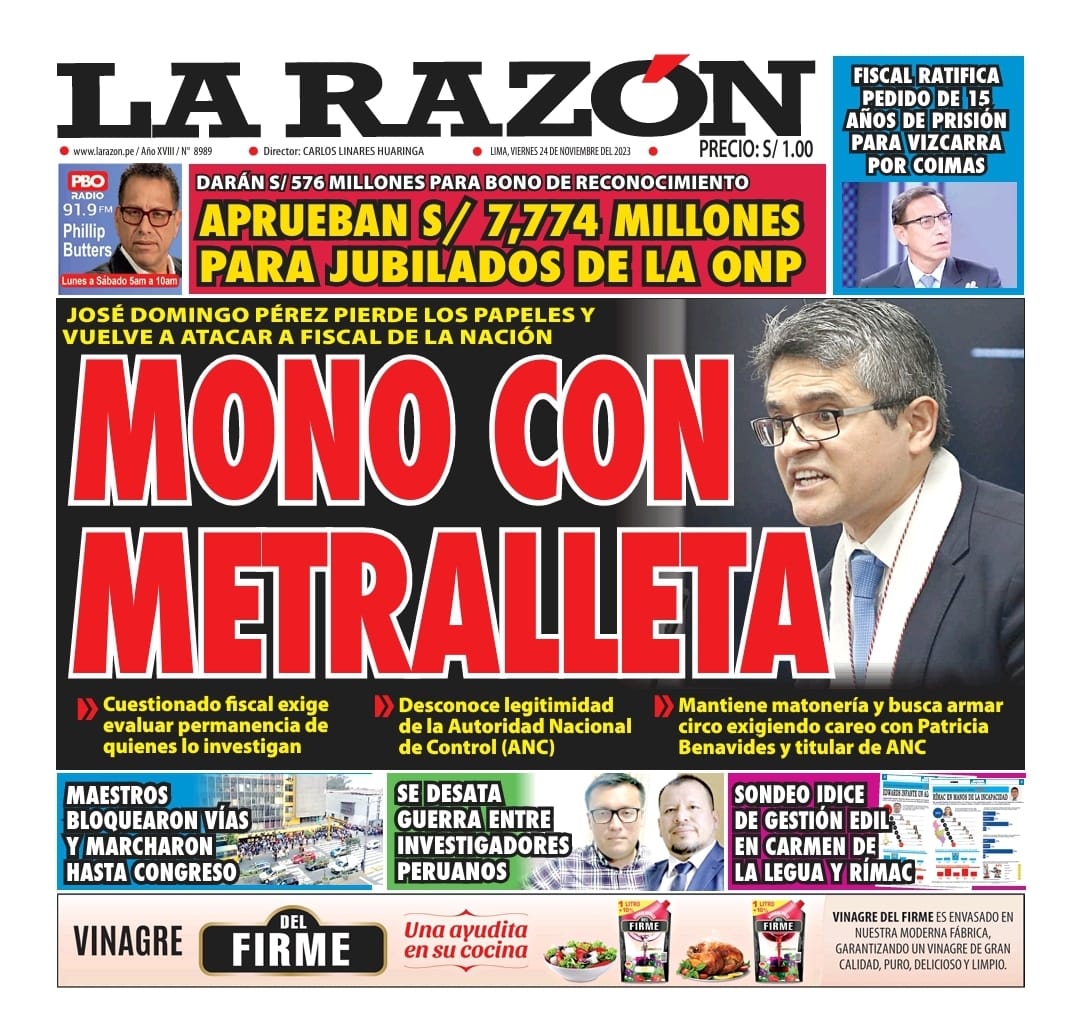 Portada Diario La Razón (24/11/2023)