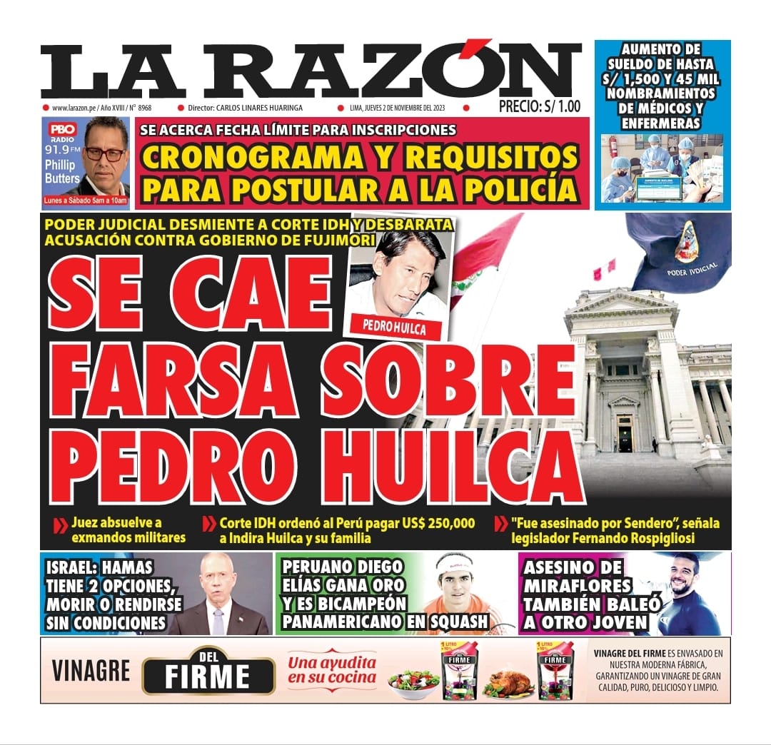 Portada Diario La Razón (02/11/2023)