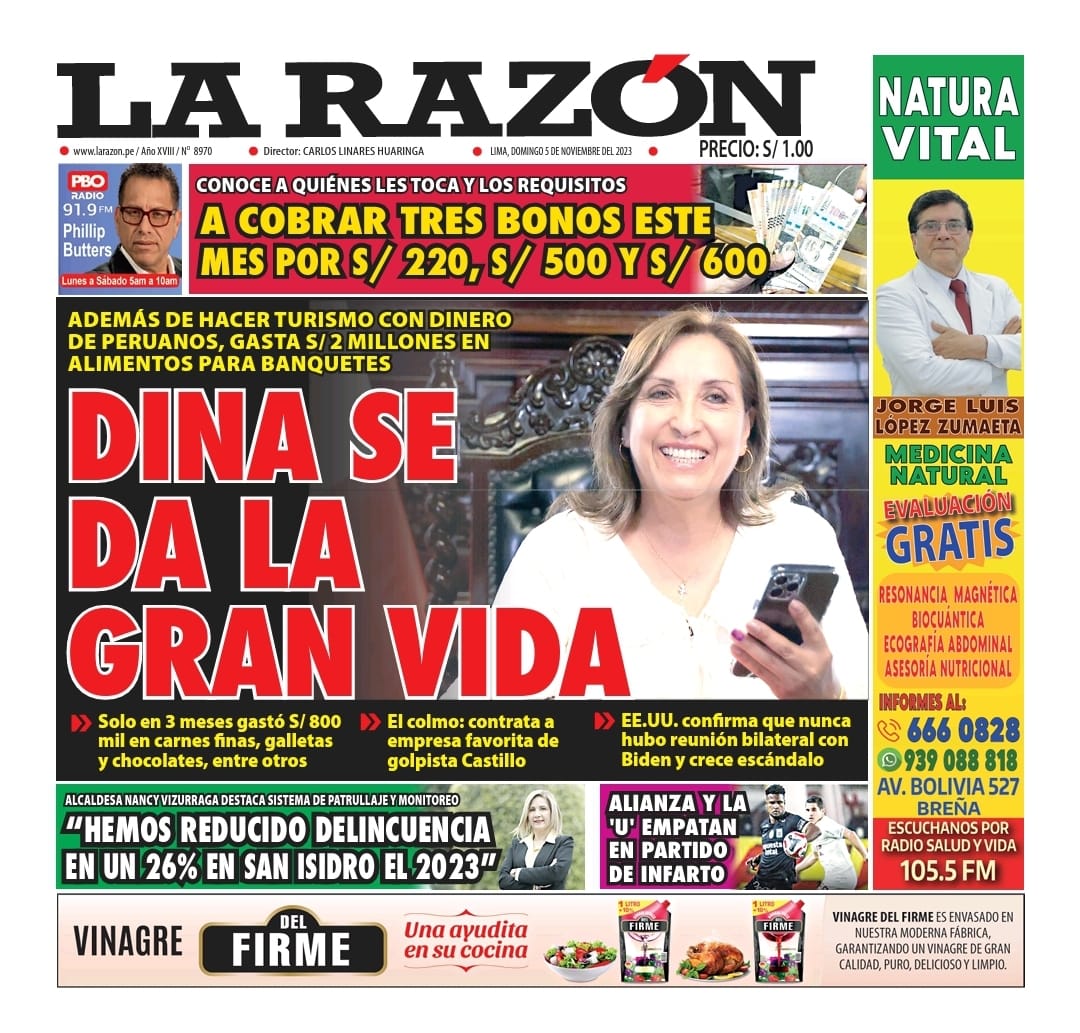 Portada Diario La Razón (05/11/2023)