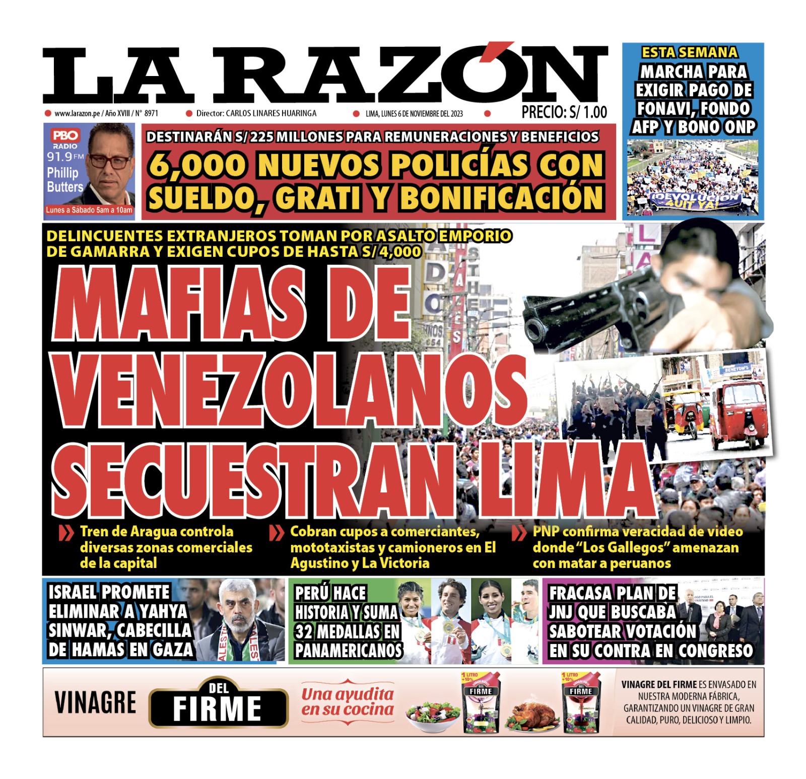 Portada Diario La Razón (06/11/2023)