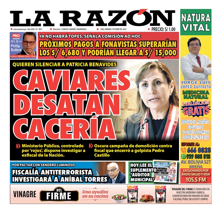 Portada Diario La Razón (07/01/2024)
