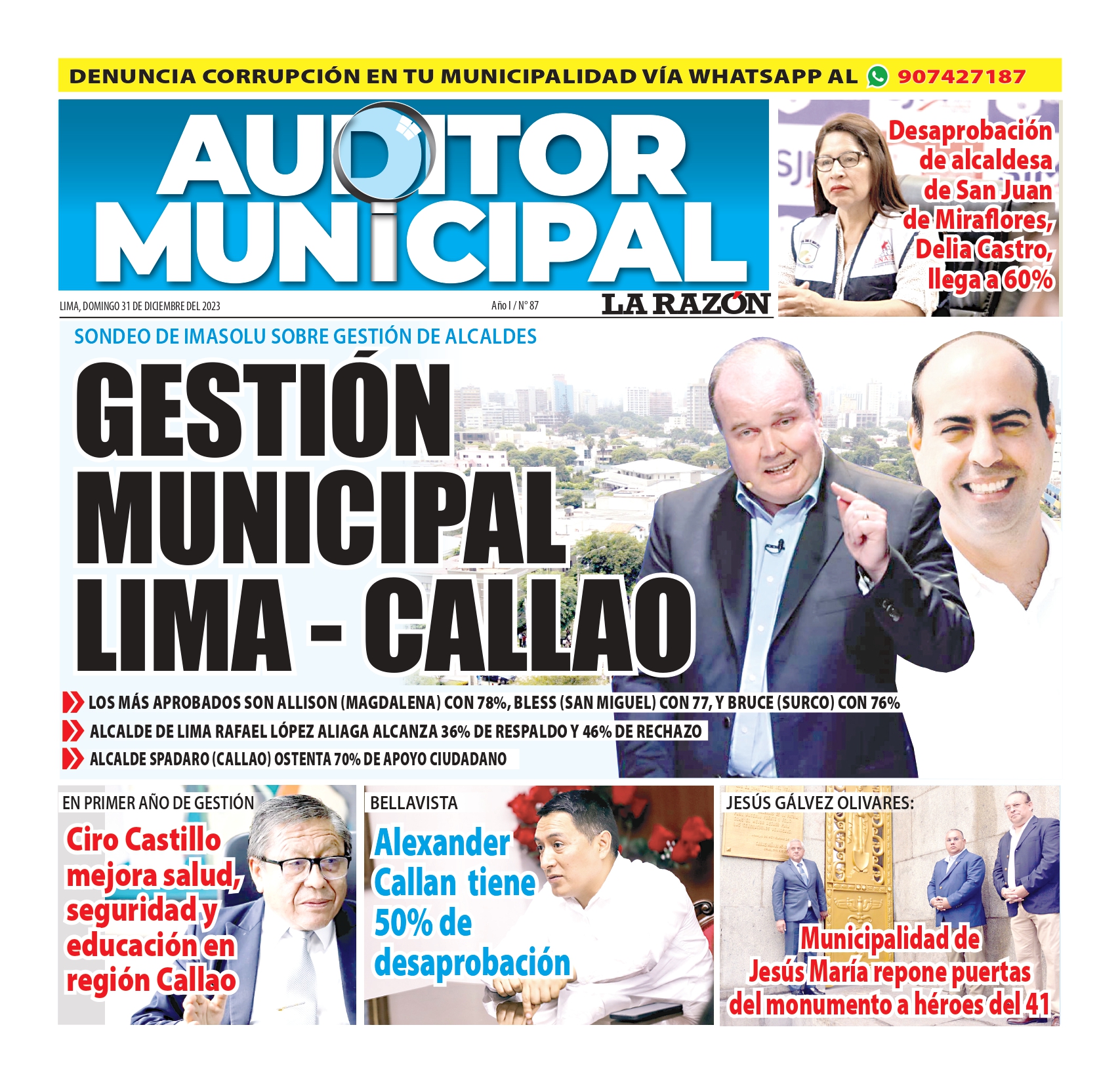 Evaluación de la gestión municipal de alcaldes de Lima y Callao
