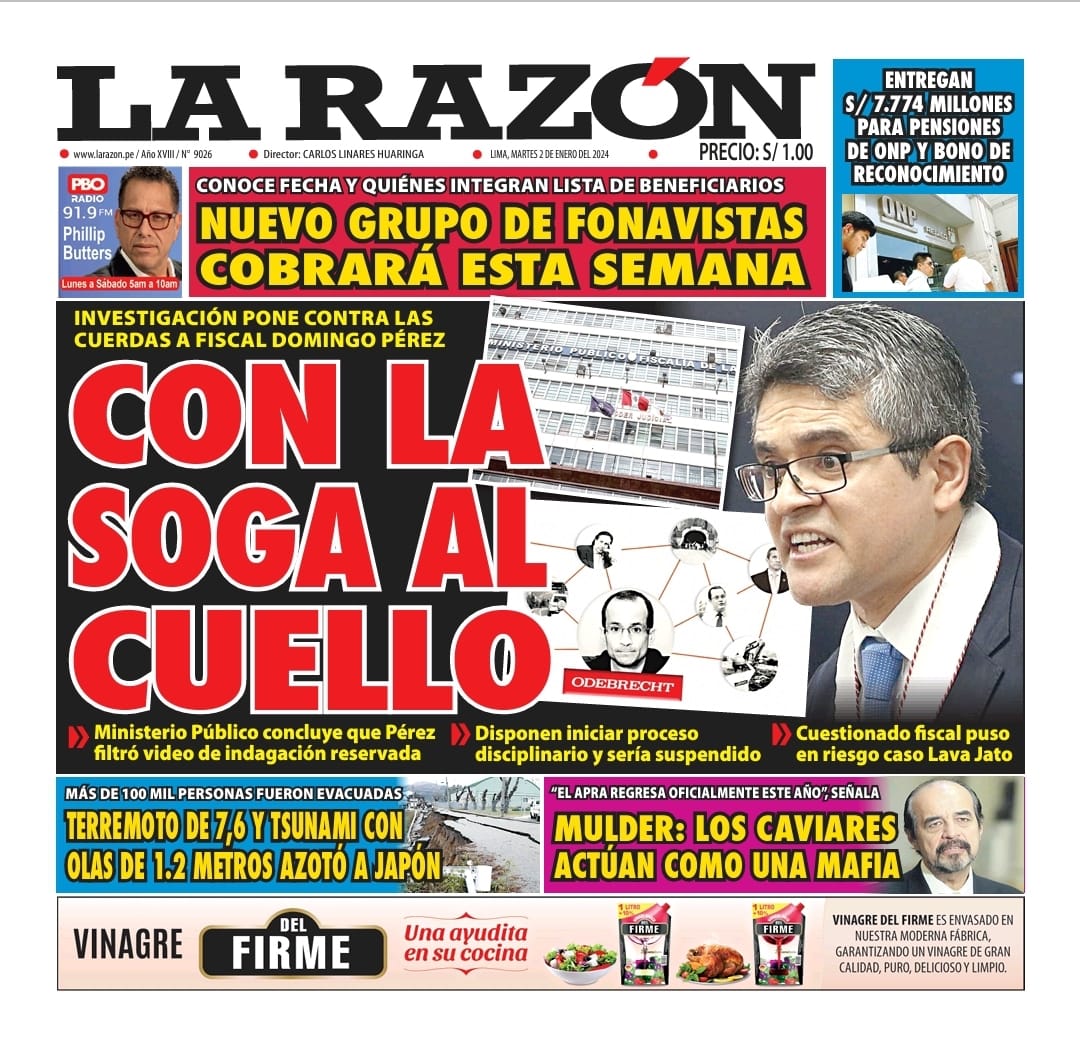 Portada Diario La Razón (02/01/2024)
