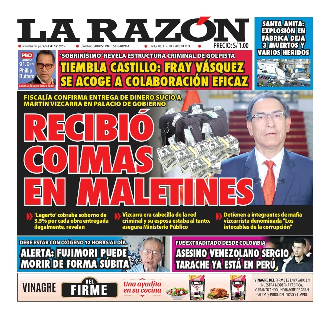 Portada Diario La Razón (31/01/2024)