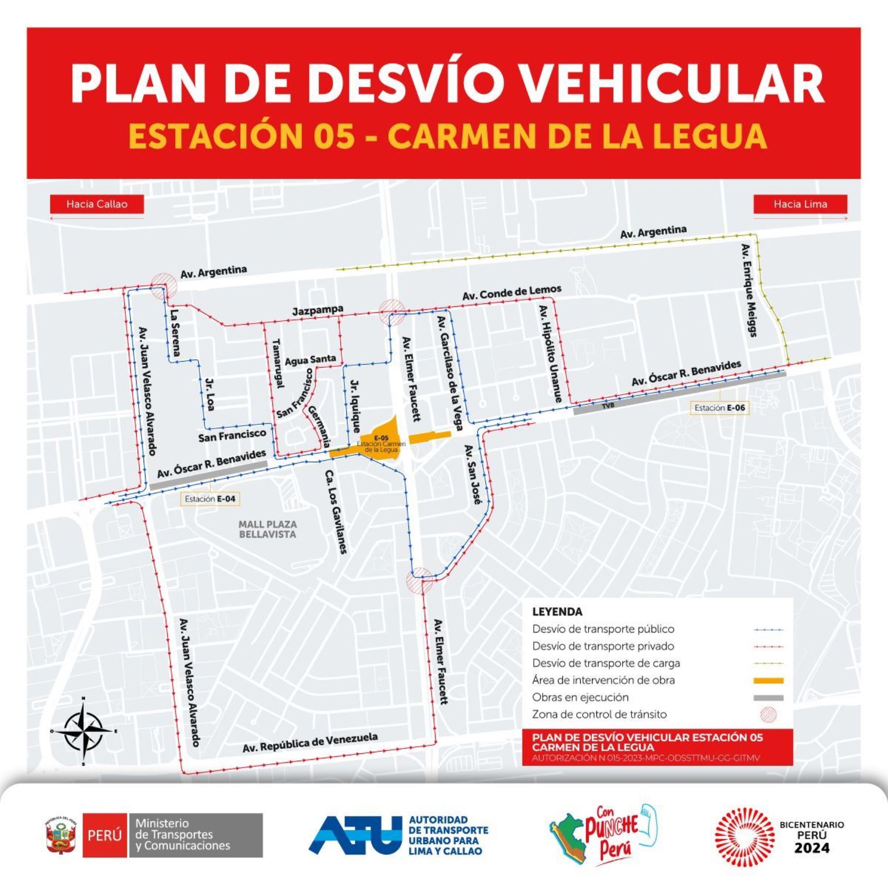 Línea 2 del Metro: anuncian desvío vehicular en Callao por estación Carmen de La Legua