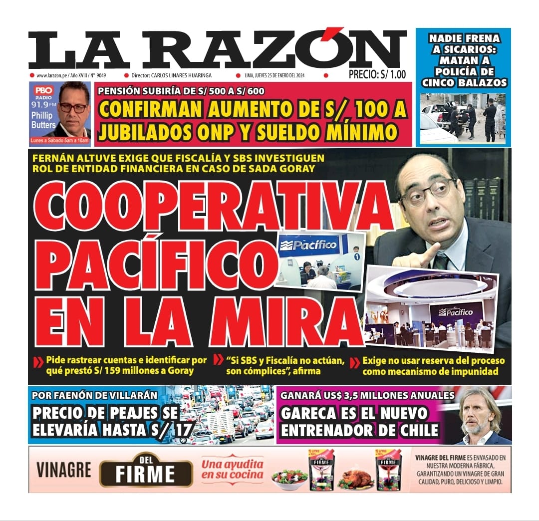 Portada Diario La Razón 25-01-2024
