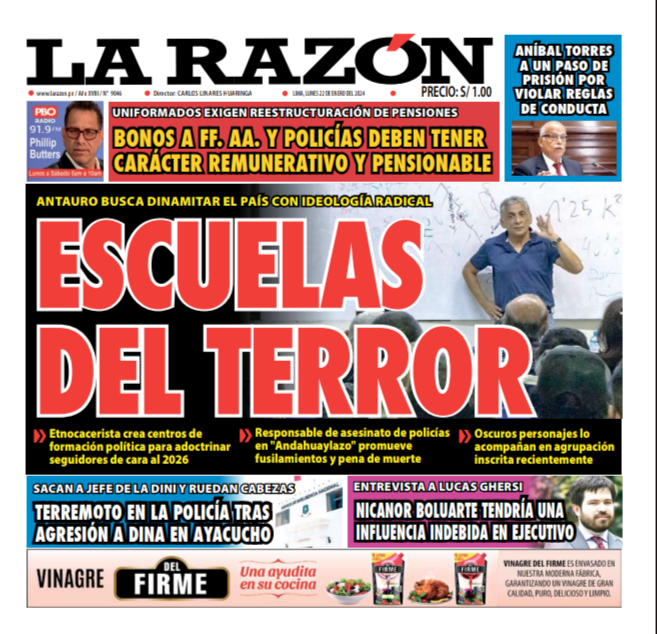 Portada Diario La Razón (22/01/2024)
