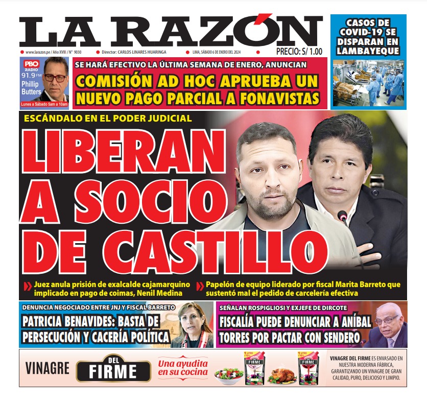Portada Diario La Razón (06/01/2024)