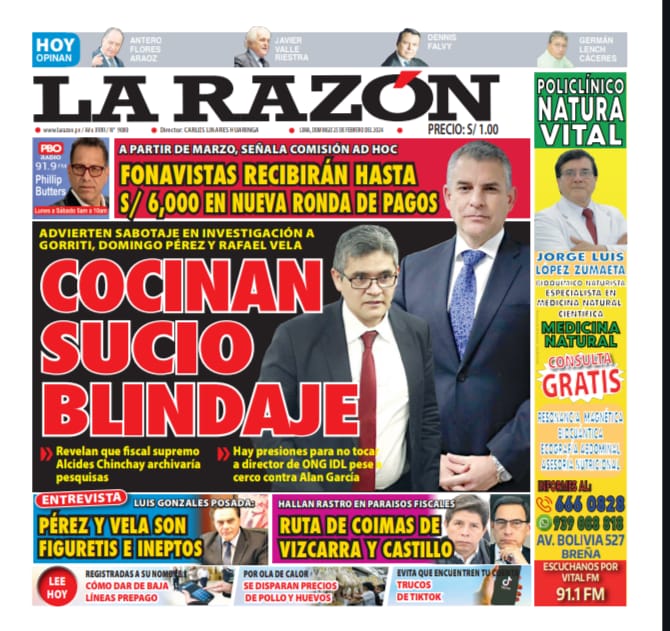 Portada Diario La Razón (25/02/2024)