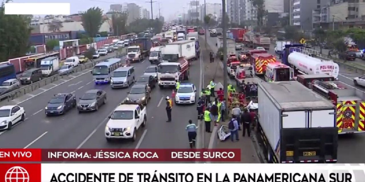 Panamericana Sur: gran congestionamiento vehicular por accidente