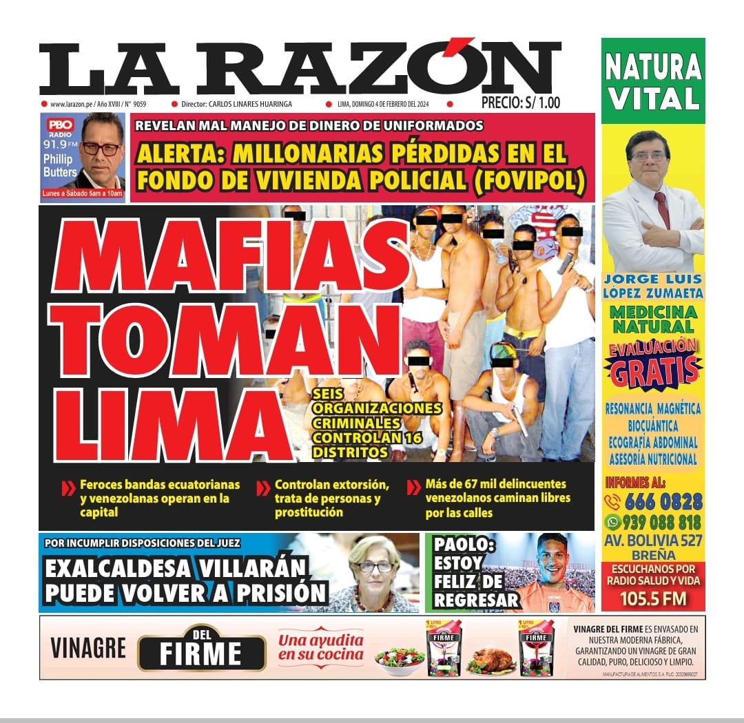 Portada Diario La Razón (04/02/2024)