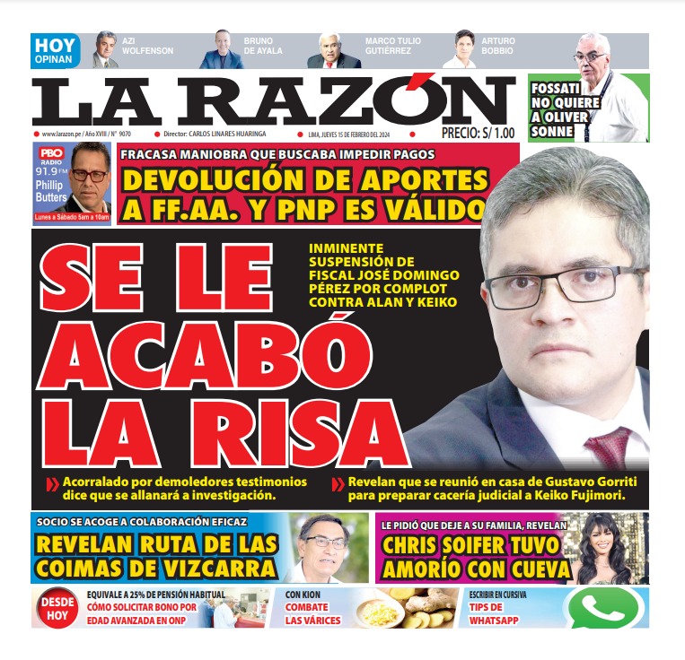 Portada Diario La Razón 15-02-2024