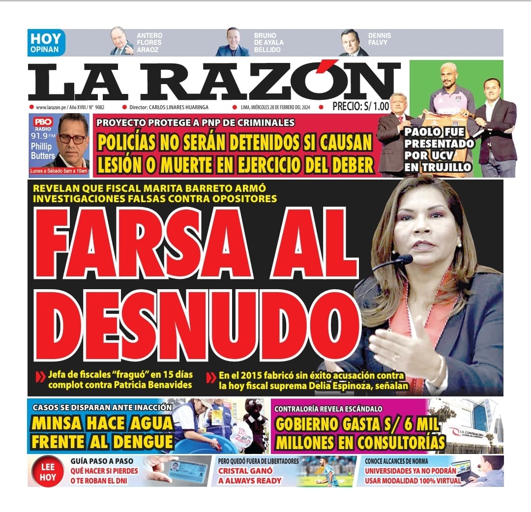 Portada Diario La Razón (28/02/2024)