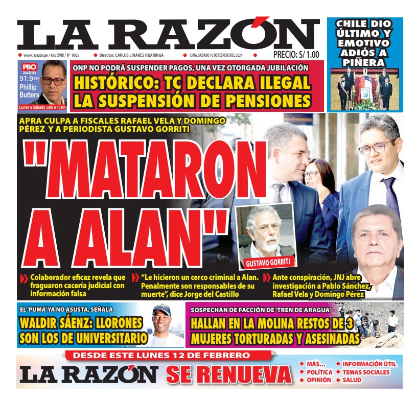 Portada Diario La Razón (10/02/2024)