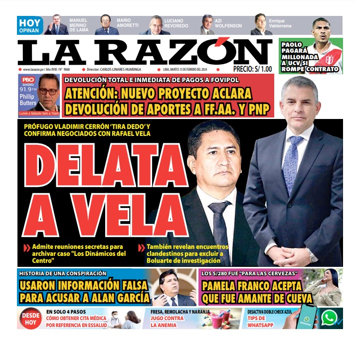 Portada Diario La Razón (13/02/2024)