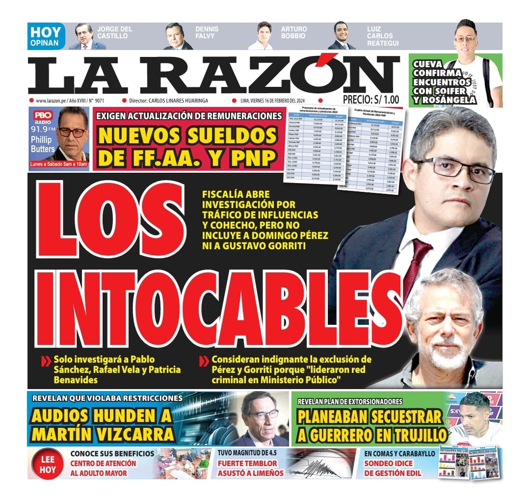 Portada Diario La Razón (16/02/2024)