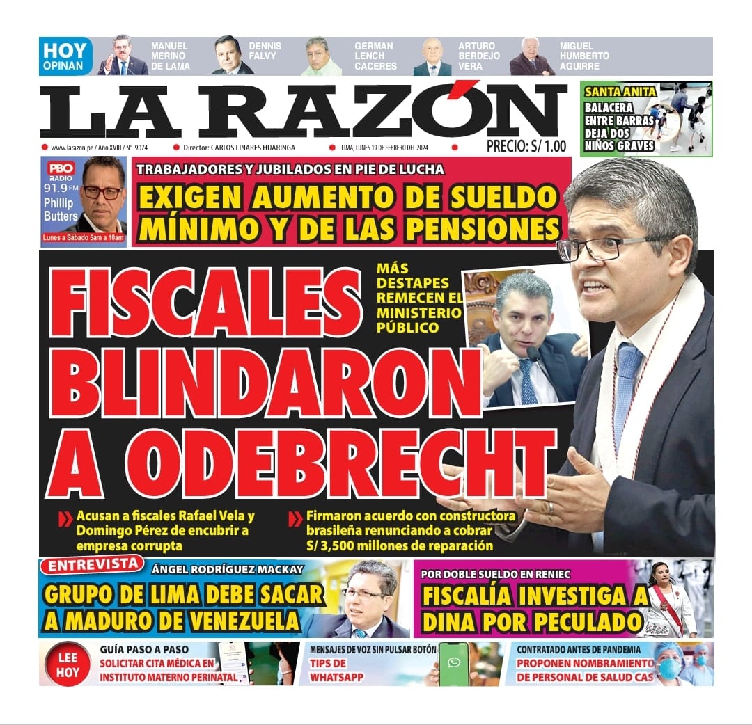 Portada Diario La Razón (19/02/2024)