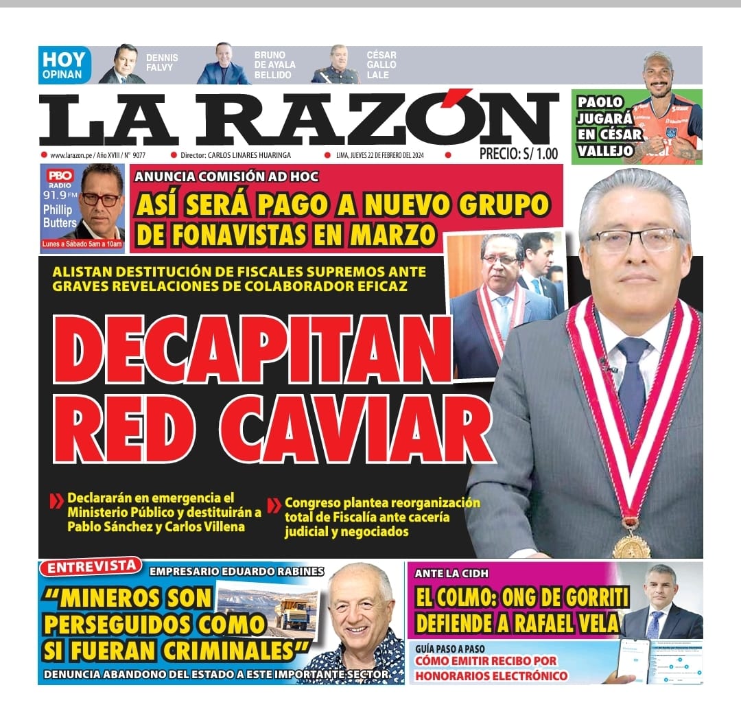 Portada Diario La Razón (22/02/2024)