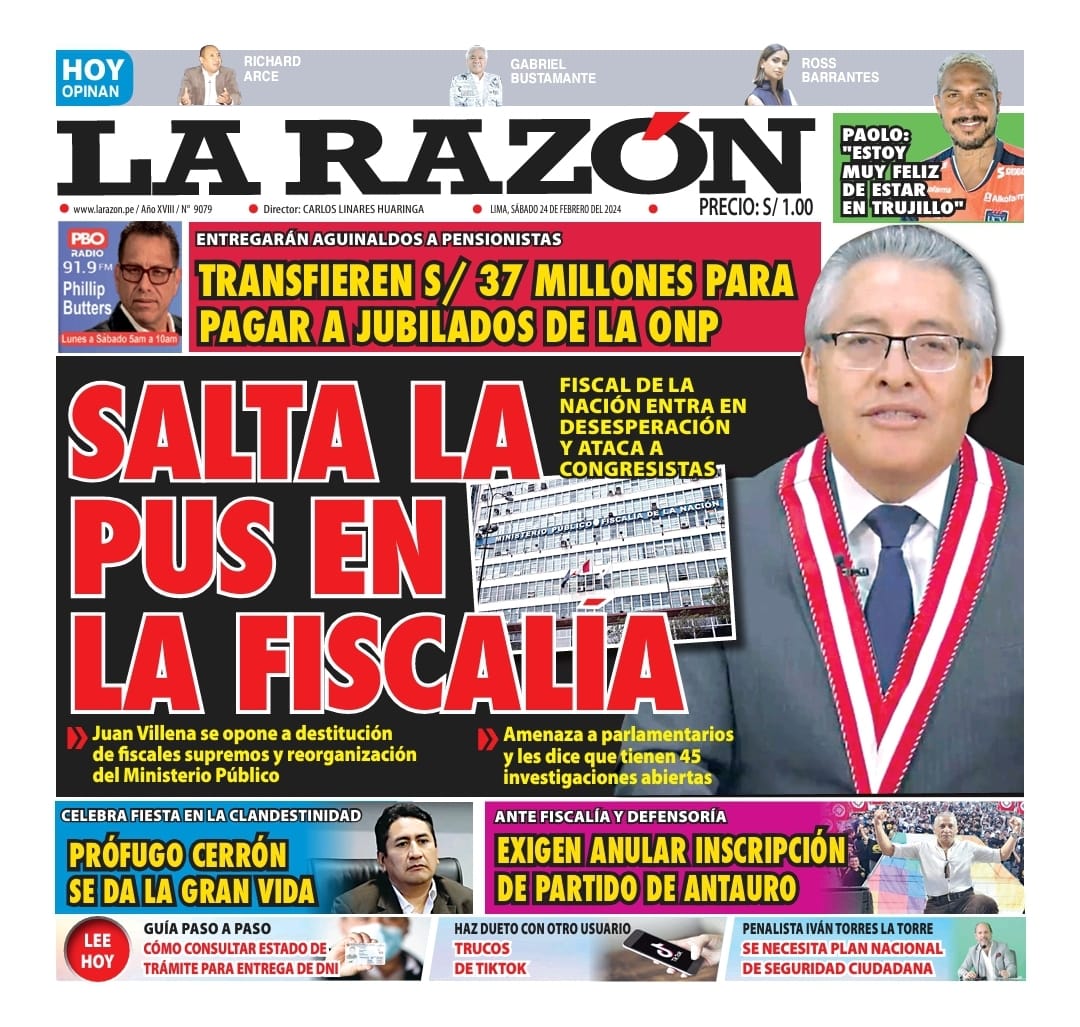 Portada Diario La Razón (24/02/2024)