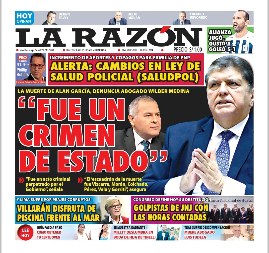 Portada Diario La Razón (26/02/2024)
