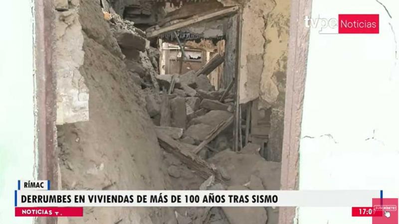 Sismo ocasiona colapso de vivienda de más de 100 años en Rímac