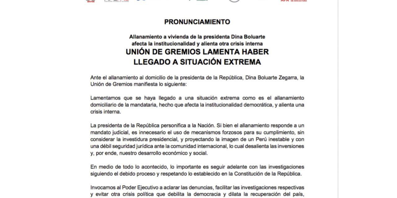 Gremios instan a evitar crisis política que obstaculice recuperación nacional