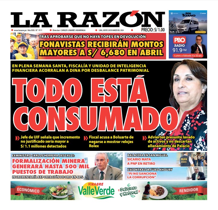 Portada Diario La Razón (28/03/2024)