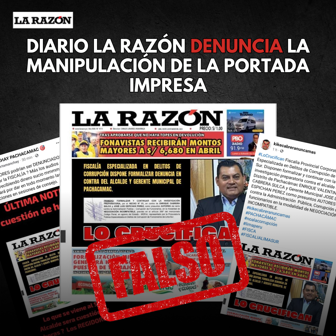 Diario La Razón denuncia la manipulación y difusión de noticias falsas