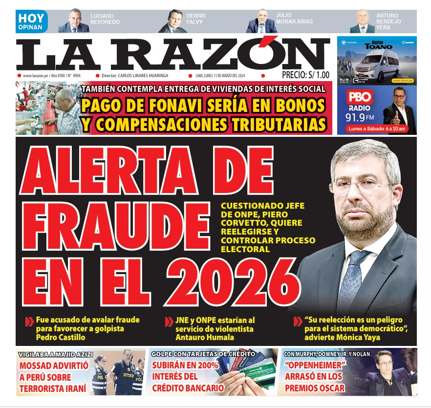Portada Diario La Razón (11/03/2024)